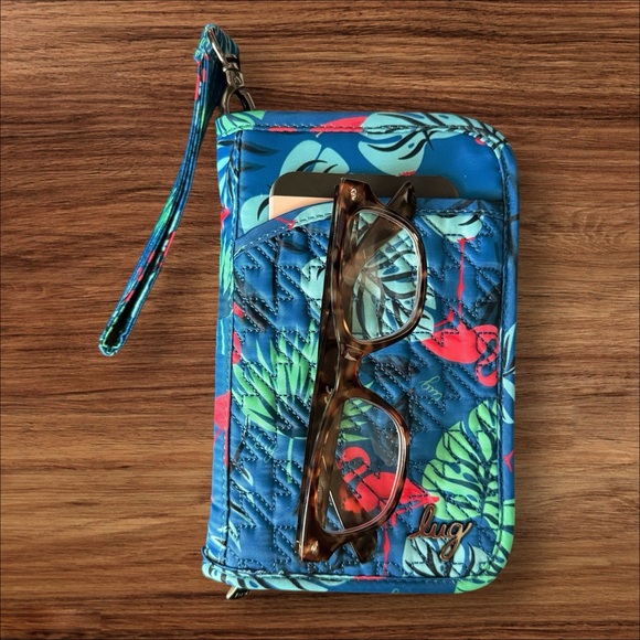 Lug North/South Tandem Wallet w/ RFID - SE Flamingo Blue NWT - Picture 9 of 11
